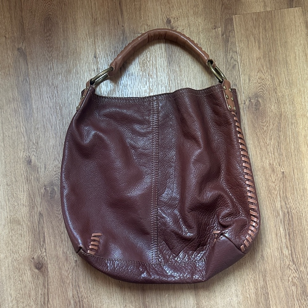 Vintage 2000s Lucky Brand Hobo Bag Brown and Tan Leather